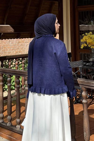 Fırfır Detaylı Hırka Lacivert