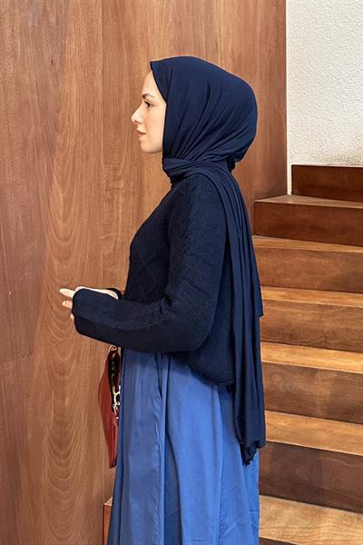 Örgülü Kazak Lacivert