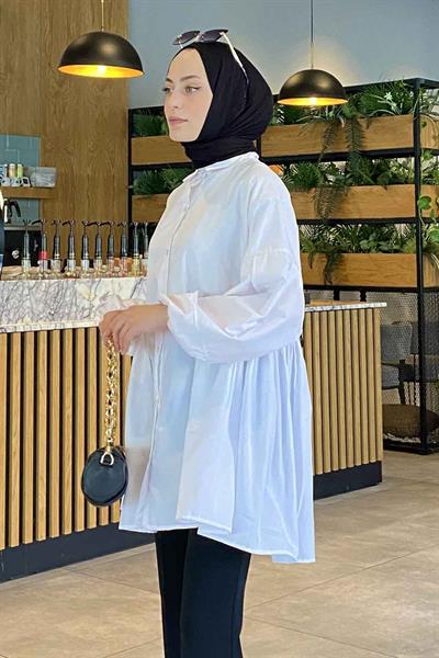 Lopez Balon Kol Tunik Beyaz