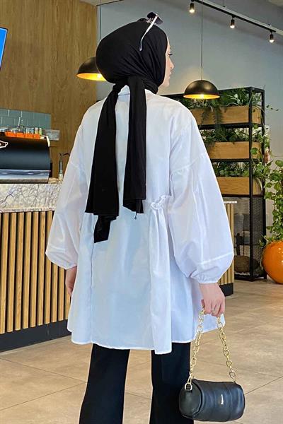 Lopez Balon Kol Tunik Beyaz