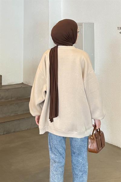 Oversize Sweatshirt Krem