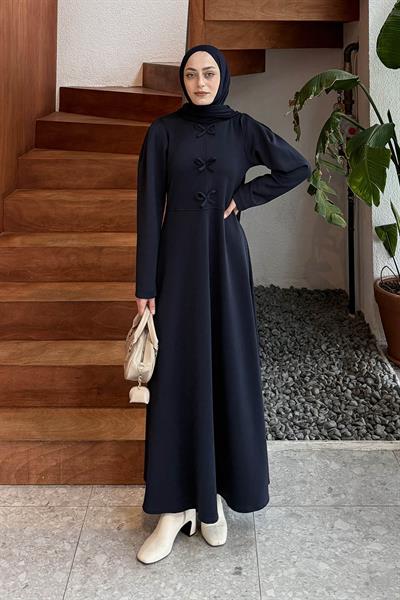 Kurdela Detaylı Scuba Elbise Lacivert