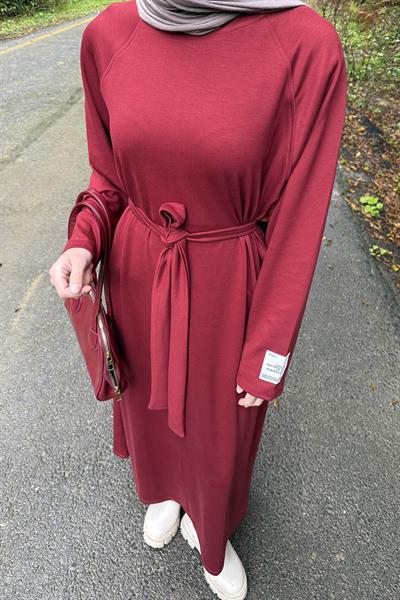 Arma Detaylı Elbise Bordo