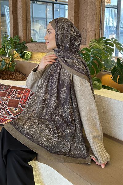 Retro Desen Bambu Şal Haki