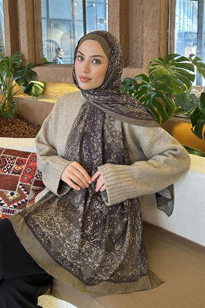 Retro Desen Bambu Şal Haki