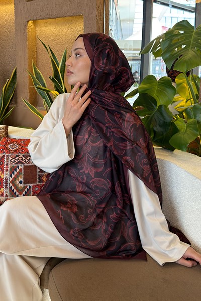 Etnik Desen Ferah Şal Bordo