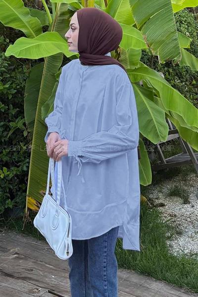 Manşeti Biyeli Tunik Bebe Mavisi