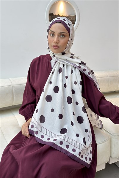 Puantiye Desen Soft Şal Mürdüm