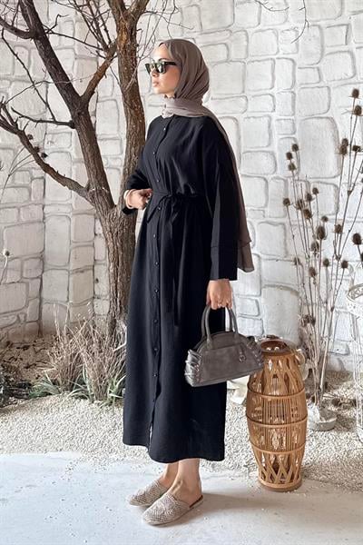 Pat Detaylı Elbise Siyah