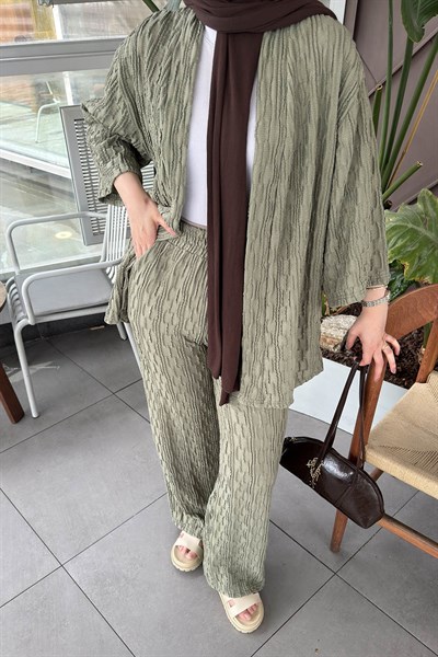 Raşel Kimono Takım Çağla Yeşili