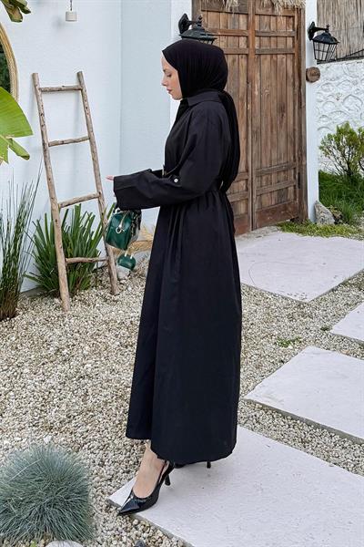 Kemerli Elbise Siyah