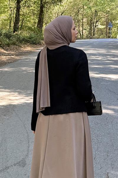 Bisiklet Yaka Kısa Hırka Siyah