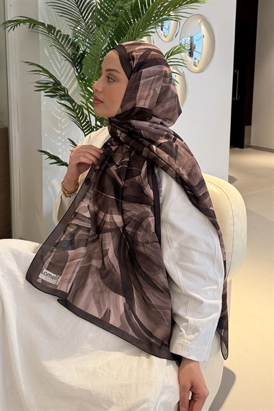 Brush Desen Soft Şal Acı Kahverengi