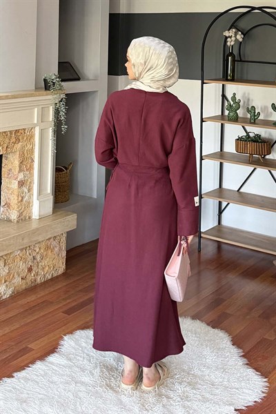 Eteği Bağlama Detaylı Takım Mürdüm