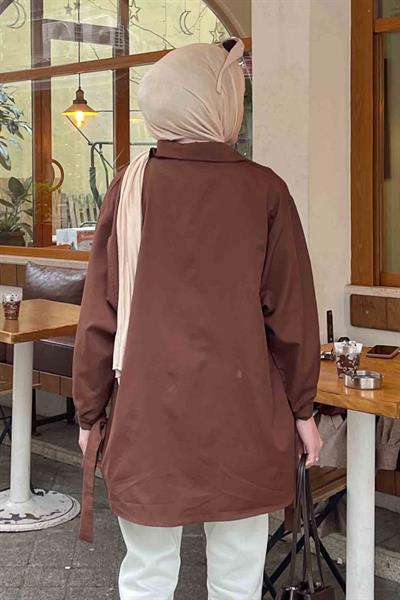 Kol Detaylı Gömlek 
Oversize Gömlek Acı Kahverengi