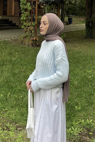 Crop Triko Kazak Bebe Mavisi