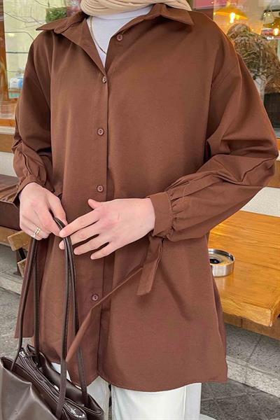 Kol Detaylı Gömlek 
Oversize Gömlek Acı Kahverengi