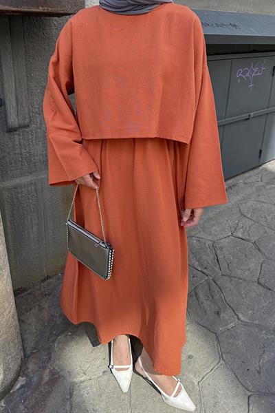 Etekli Tesettür Takım Kiremit