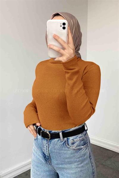 Balıkçı Yaka Fitilli Body Camel