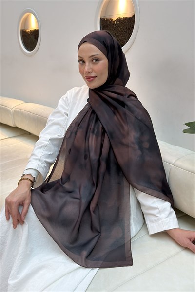 Batik Desen Soft Şal Koyu Kahve