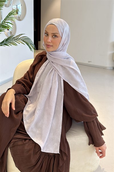 Ağaçdalı Desen Ayrobin Floş Jakar  Şal Gümüş Gri