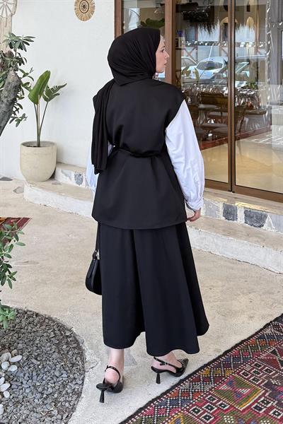 Yelek-Etek İkili Tesettür Takım Siyah