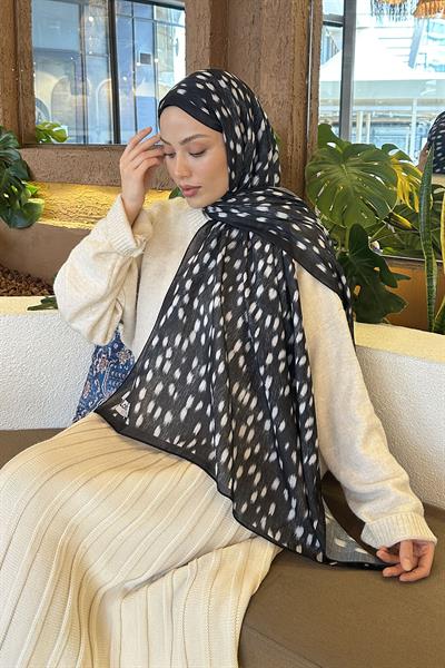 Ceylan Desen Soft Şal Siyah