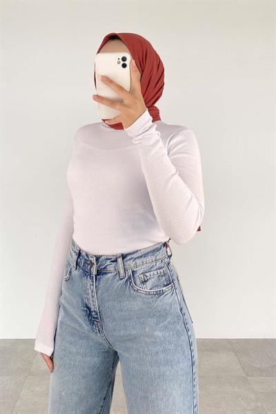 Balıkçı Yaka Fitilli Body Beyaz