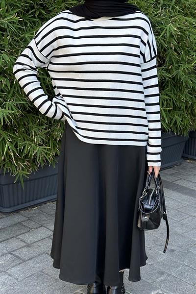 Çizgili BalIkçı Kazak Beyaz