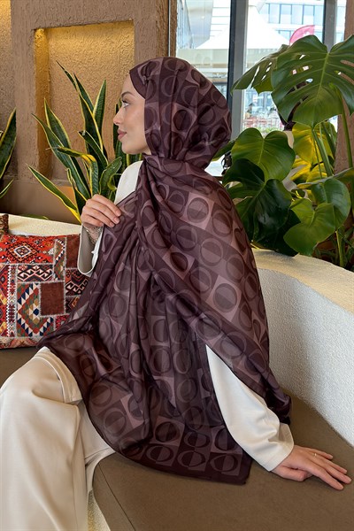 Halka Desen Ferah Şal Kahverengi