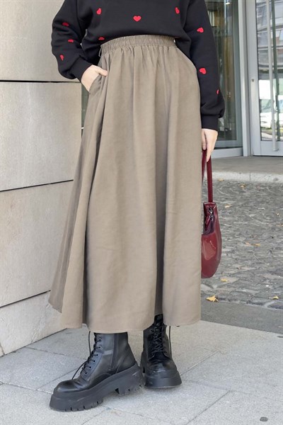 Cep Detaylı  Kloş Etek Koyu Yeşil