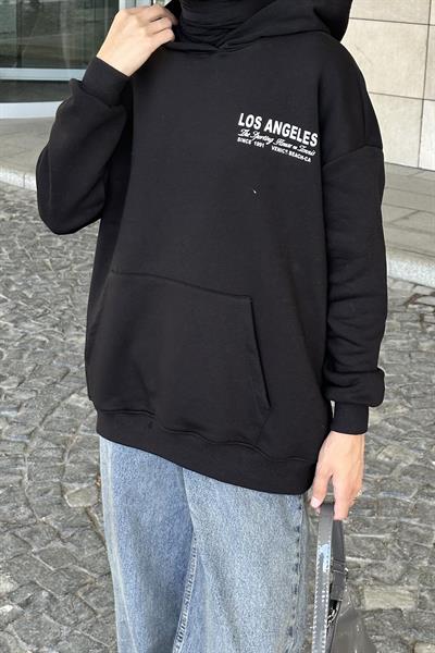 Los Angeles Baskı Detaylı  Sweat Siyah