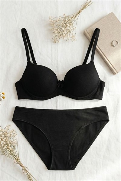 Penye Destekli Sütyen Takım Siyah