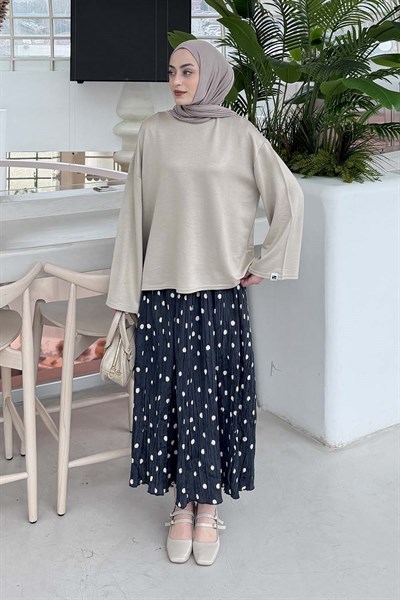 Kol Armalı Sweatshirt Bej