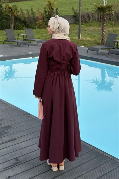 Kravat Yaka Tesettür Takım Mürdüm