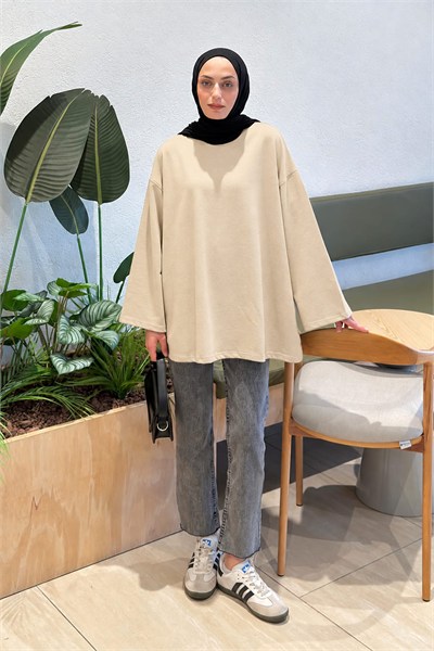 Oversize Basic Sweat Bej
