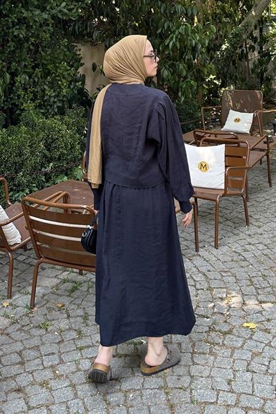 Etekli Tesettür Takım Siyah