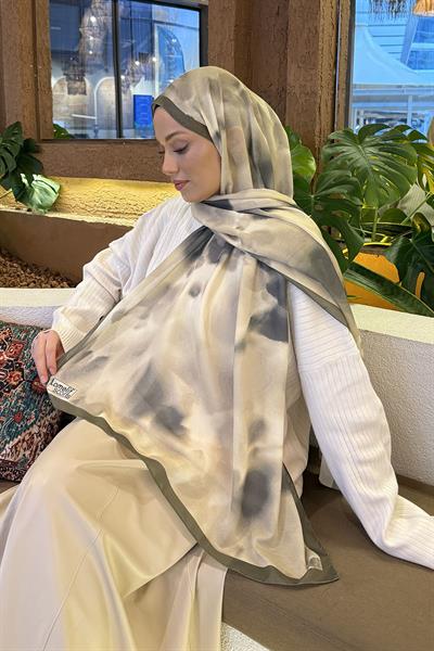 Batik Desen Soft Şal Asker Yeşili