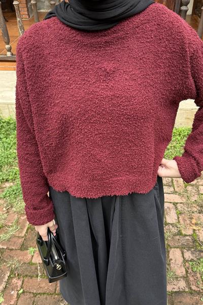 Çizgili BalIkçı Kazak Bordo