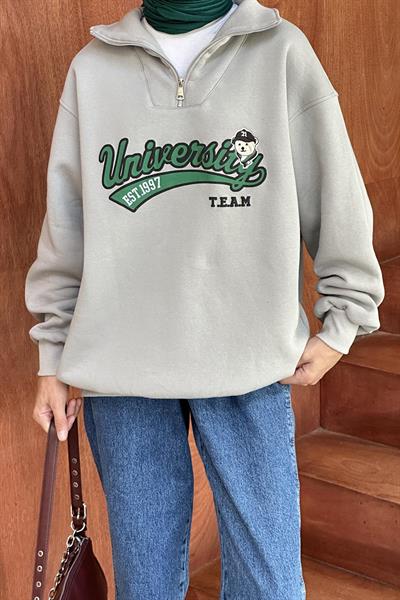 Universiy Baskılı Üç İplik Sweat Gri