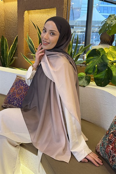 Degrade Desen Soft Şal Acı Kahverengi