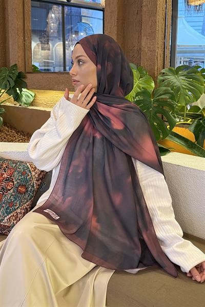 Batik Desen Soft Şal Koyu Bordo