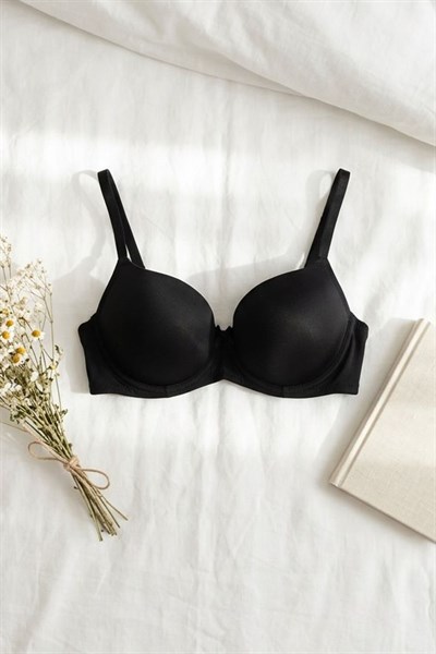 Desteksiz Kurdela Detay Sütyen Siyah