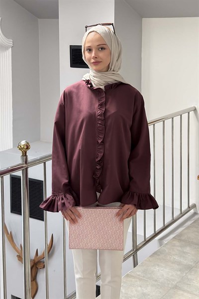 Fırfırlı Gömlek Mürdüm