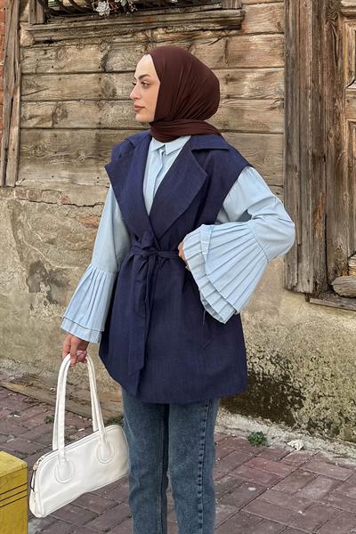 Kolsuz Tesettür Yelek Lacivert