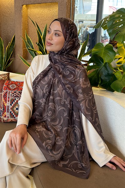 Etnik Desen Ferah Şal Soft Kahve