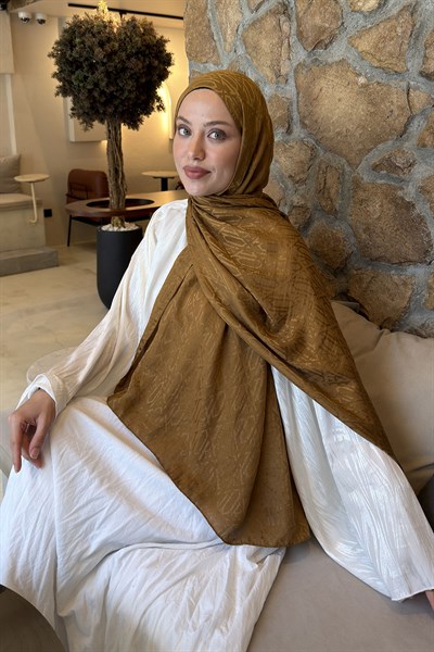 Etnik Desen Ayrobin Floş Jakar Şal Camel
