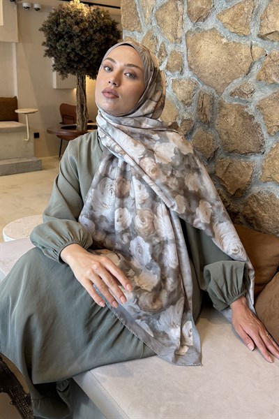 Botanik Çiçek Desen Lara Soft Şal Mint Yeşili