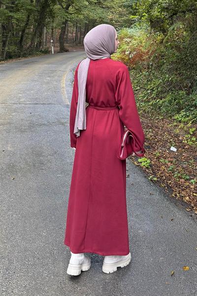 Arma Detaylı Elbise Bordo