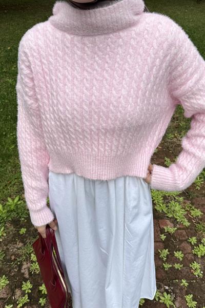 Crop Triko Kazak Pudra